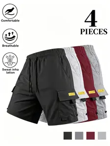 Summervibes.Men's Casual Breathable Shorts 4pcs.Summervibes.Hawaiian short.daily wearshort.mens shorts,mens clothing.tiktokshopspringglow tiktokshopspringglowup,summervibes