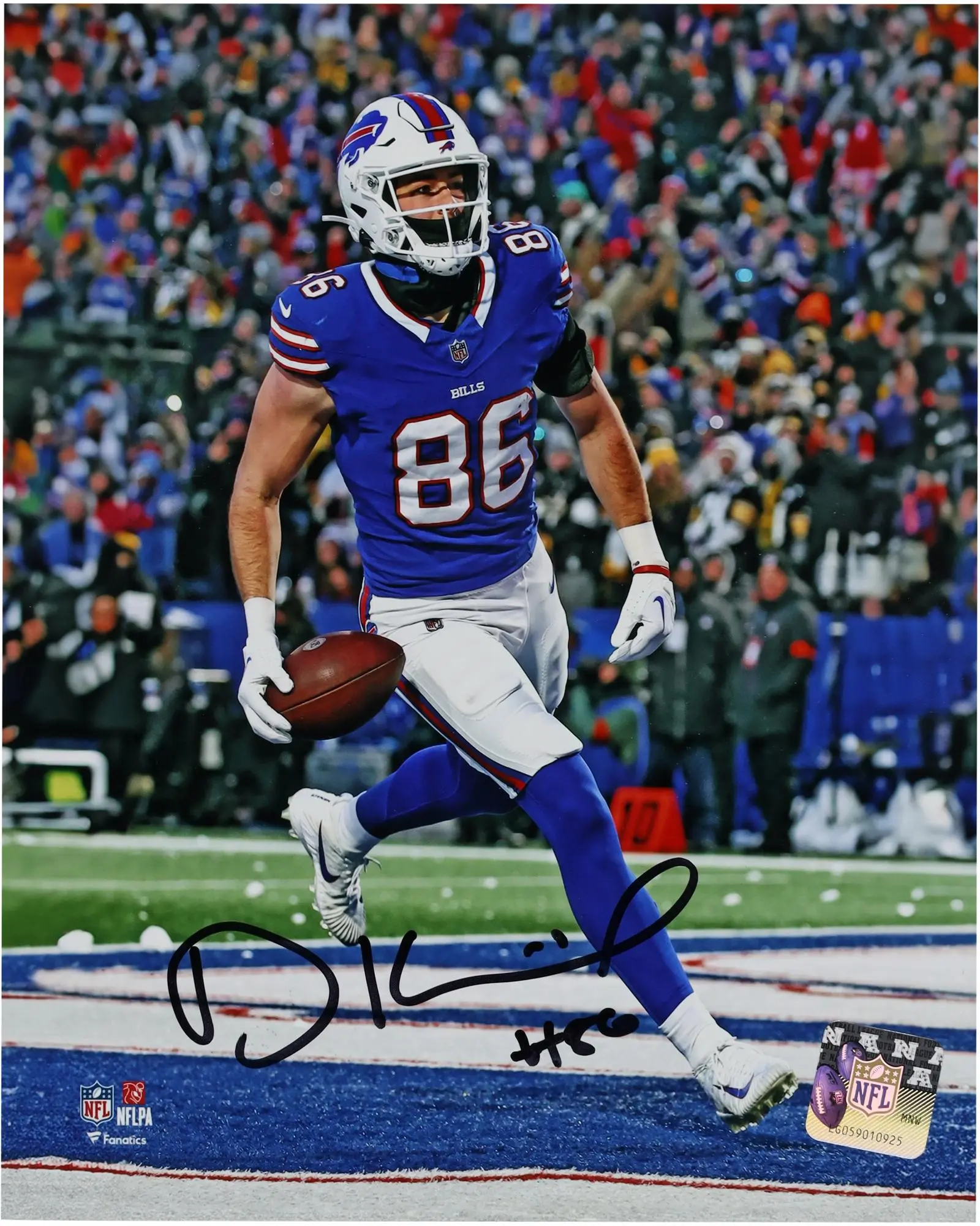Dalton Kincaid Buffalo Bills Autographed 8" x 10" Snowing Touchdown Vertical Photograph - Fanatics Authentic Certified