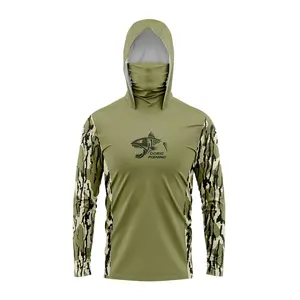Multifunctional hooded sweatshirt with mask, suitable for fishing, hunting, rock climbing, camping, hiking, traveling, RT UPF50 clothing