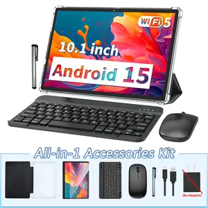 【Mothersdaygift】PYNAREL 10.1 Inch Android 15 Tablet, Wireless Set with Keyboard, Mouse, Case, Stylus, 64GB ROM, Dual Camera