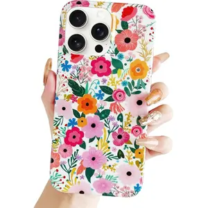 Jmltech iPhone 15 Pro Max Case Cute Floral Design Glitter Sparkle Bling Ultra Slim Flexible Shockproof Protective Cover for Women Girls Girly
