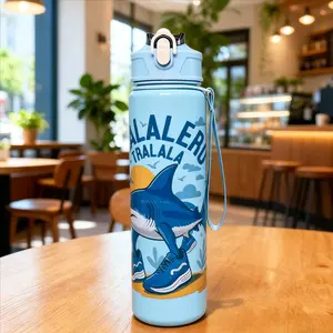 Italian Brainrot Tung Tung Tung Sahur Water Cup with Straw Portable Football Sports Water Kettle Easter Valentine's Day Gift, Clear Water Bottle