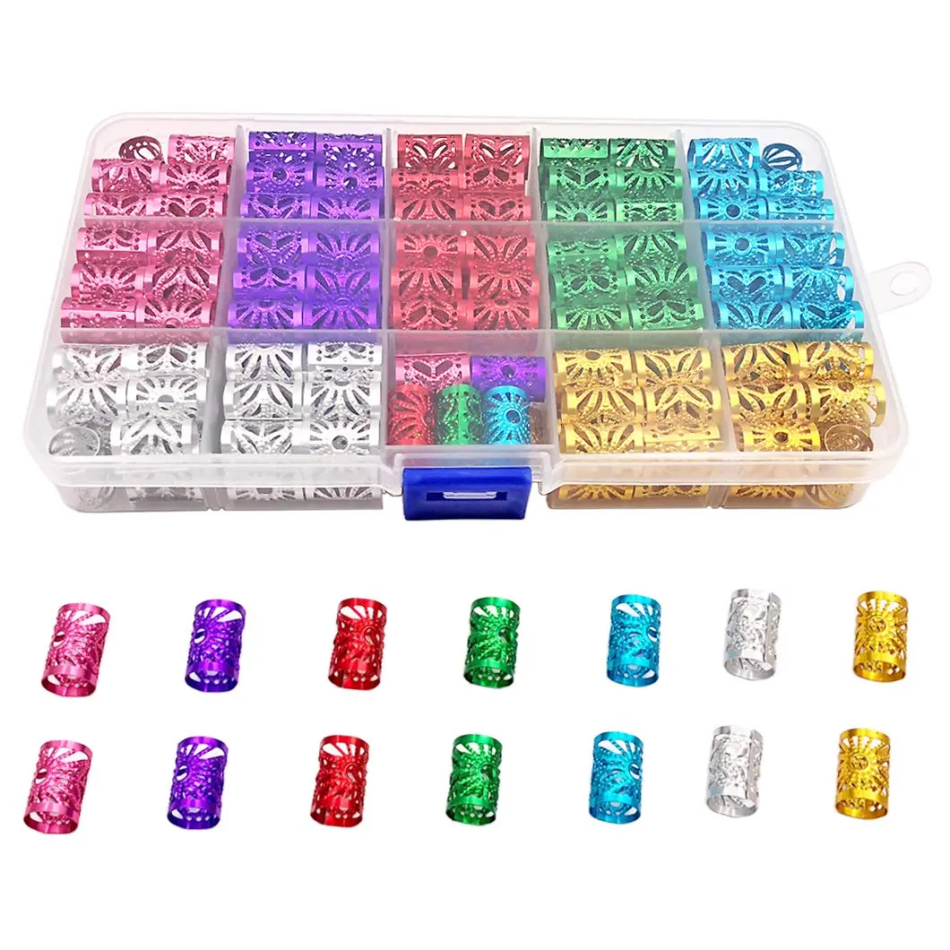 170 Pieces Dreadlocks Beads Multicolor Aluminum Dread Locks Metal Cuffs Hair Decoration Braiding (not Break Easily)