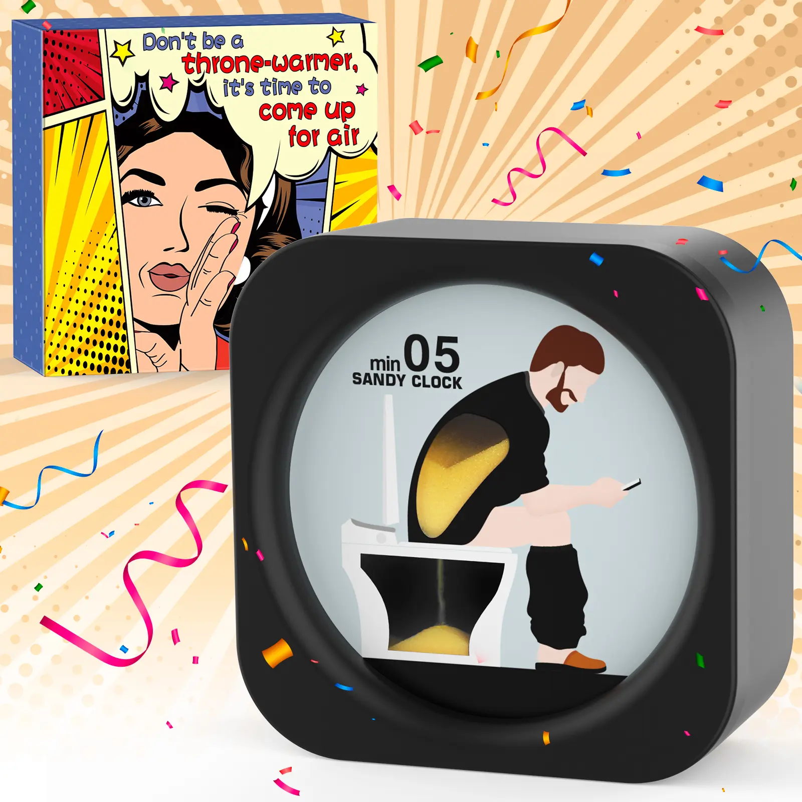 【Black】Christmas  Dad Gift from Wife Son Daughter, Toliet Timer Poop Funny Gag Gifts for Dad Men Him Husband Brother Who wants nothing Birthday Gift Ideas, Cool Stuff Gadgets White Elephant Gifts
