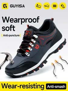 Guyisa Safety Shoes, Work Protective Shoes, Steel Toe Cap & Anti-Puncture Sole, Low-Top Work Boots for All Seasons, Rubber Sole Construction, Durable Sole, Worker, Footwear