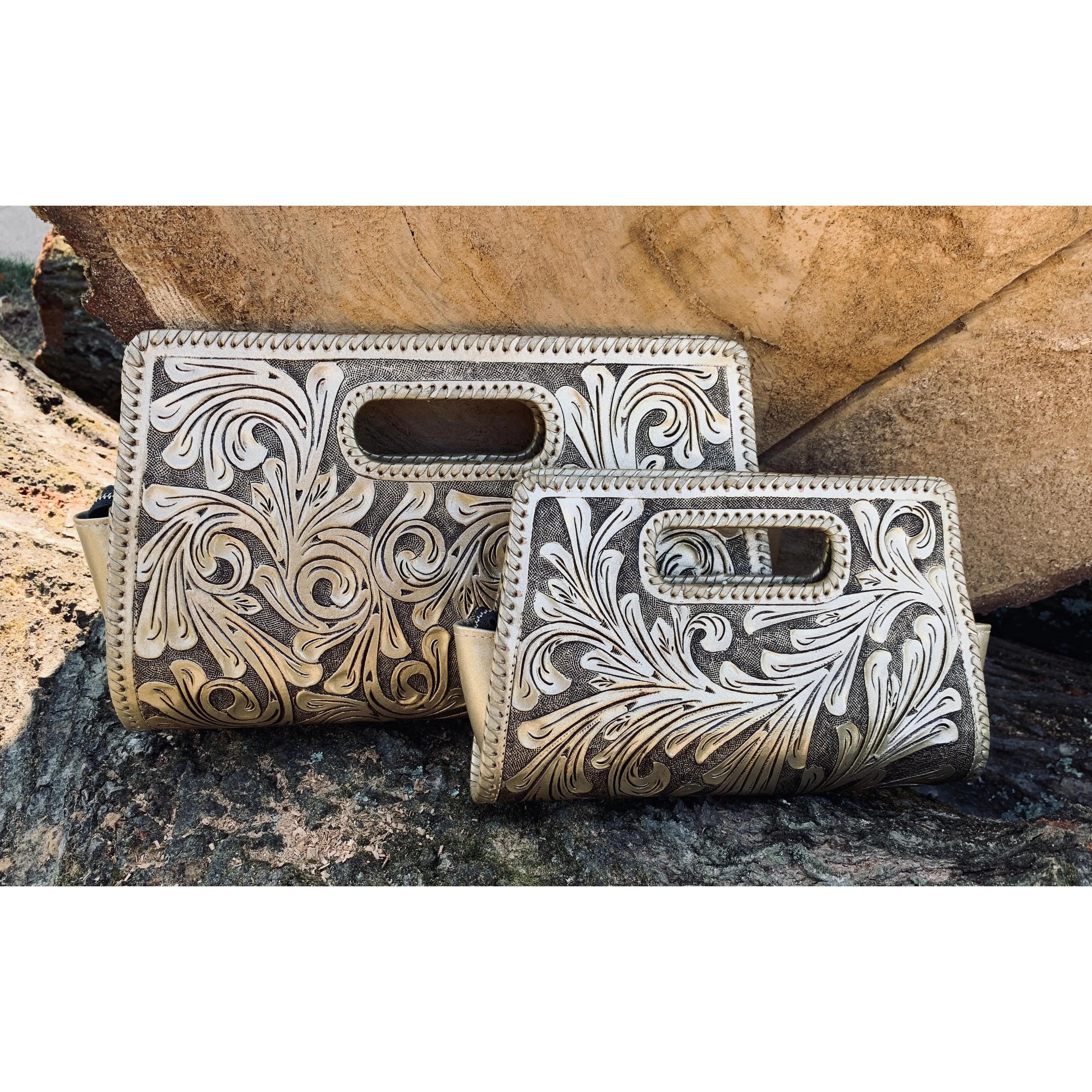 ALLE Hand-Tooled Leather Small Clutch  "ENVELOPE" more Colors