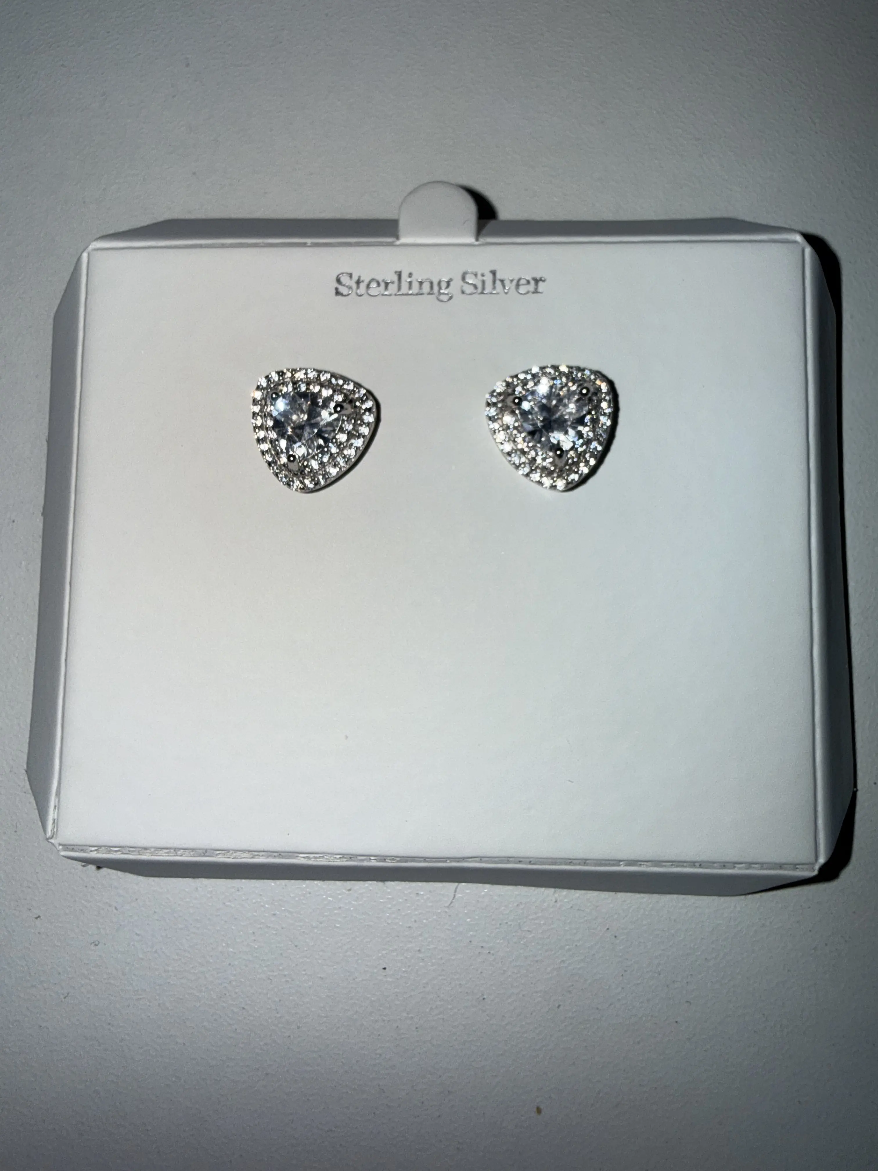 925 Sterling Silver + Cubic Zirconia Triangle Earrings