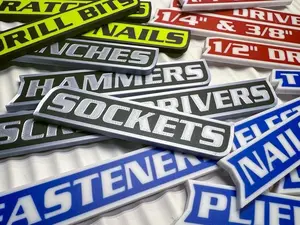 12 Pack of Magnetic Toolbox Labels,Designed for toolboxes, carts, drawers, and cabinets,suitable with major tool brands,for both indoor and garage use, Printed Tool Box Labels, General Tool Box Organize Accessories, Reusable Tags for Steel Toolboxes