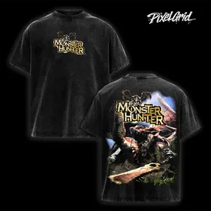 Monster Hunter Rathalos Classic Graphic Tee, Capcom Video Game Merch, King Of The Skies Hunter Vintage Washed, Oversized Heavyweight Cotton T-Shirt, Streetwear Aesthetic, Gaming Fan Gift, Retro Action RPG Apparel