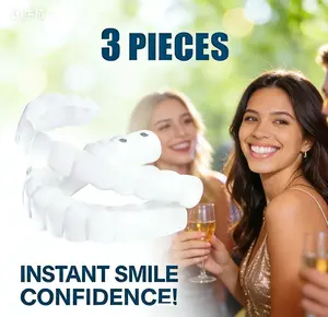 Adjustable Snap On False Teeth Smile Temporary  - 3 Pairs Adjustable, Natural Looking & Comfortable Fit for a Confident Beautiful Smile  Perfect for Photos Party Essential Men & Women No Pain Reusable Easy Moldable