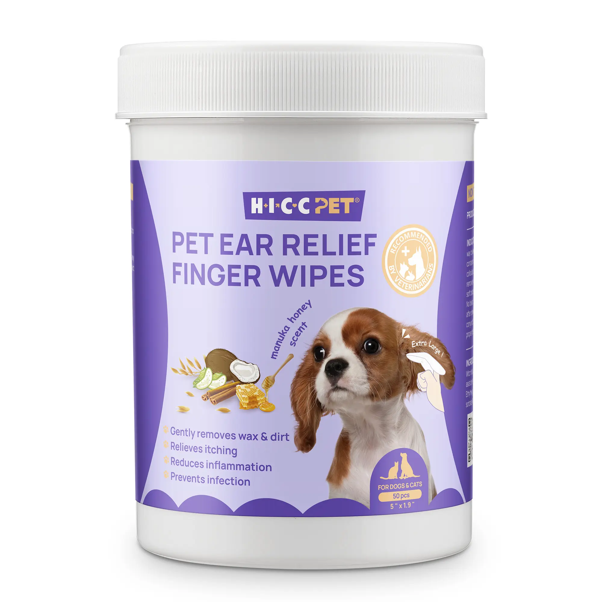 【New Arrivals】 HICC PET Dog Ear Finger Wipes 100 Pack - Remove Wax & Stop Odor - Anti Itch Ear Cleaner for Dogs & Cats - Coconut Oil, Gentle Pet Grooming Wipes for Puppies Dog Wipes for Itchy Ears Prevent Ear Infections Natural #SohoChic