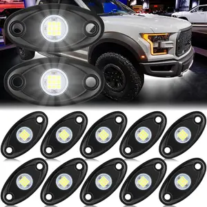 12 Pods Rock LED Lights for  SUV Underglow Lights  Neon Trail Rig Lamp Lighting for   Boat ATV UTV and (White)