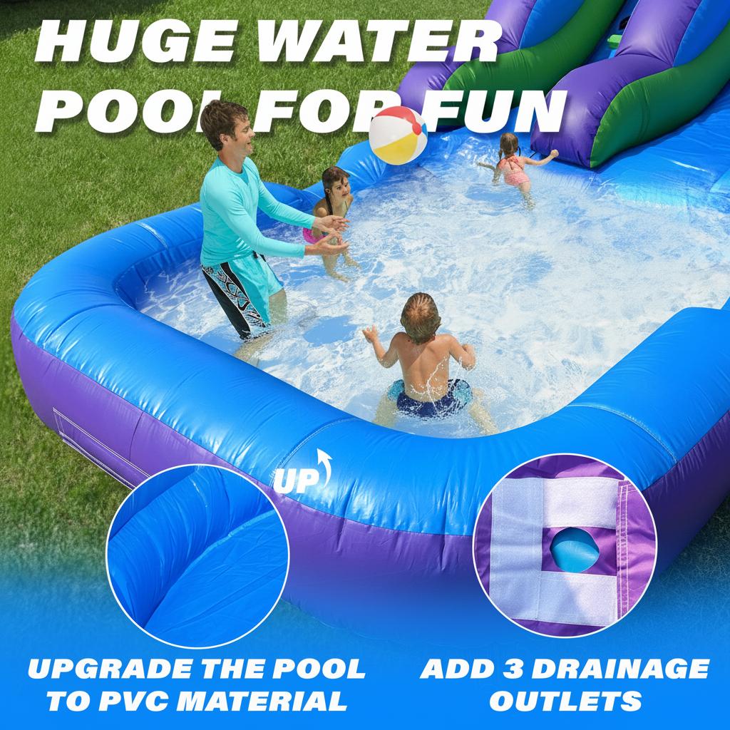 Commercial Grade Water Slide 100% PVC  Inflatable Water Slide with Splash Pool Playground Outdoor Kids Adult Summer Water Play Commercial Rental Equipment Summer Fun