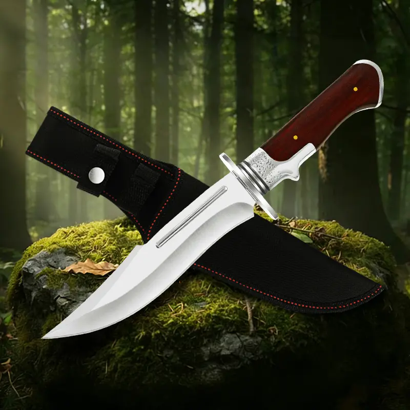 Outdoor Knife,Premium Stainless Steel, Wooden Handle, Ergonomic Grip, Protective Sheath, Perfect for Camping, BBQ, Hiking