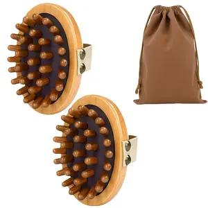 LMMAKE Wooden Pounding Massage Brush with Air Cushion - Portable Meridian Massage Tool for Daily Care