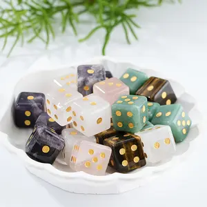 1/2pcs natural crystal dice, hand-carved d6 dice, unique mini quantity cube, natural crystal quartz stone dice for party magic props - jewelry making, desktop game pocket natural crystal gift for classmates, friends and family