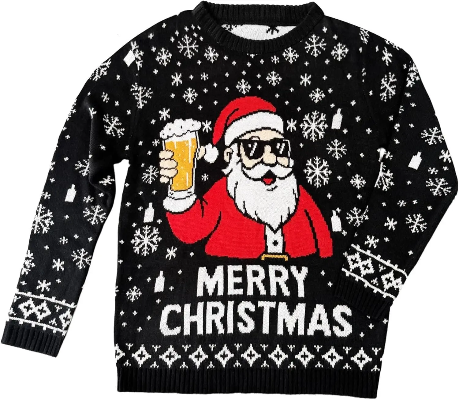 Ugly Christmas Sweater Men: Funny Snowflake Santa Hilarious Xmas Claus Soft Pullover Long Sleeve Knitted Sweaters Menswear Shirt