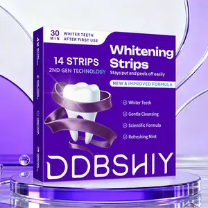 DDBSHIY Whitening Strips: 30-Minute Fast Results, 14 Treatments, No-Slip, Gentle on Enamel, Remove Stains, Mint Flavor, Oral Care