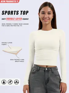 Women's Quick-Dry Long Sleeve Yoga Top, Tight-Fitting Sports Shirt for Pilates Running Fitness Gym Wear, Comfortable Activewear