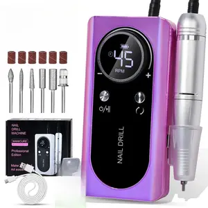 Professional Nail Drill Machine with LCD Display, Low Noise, Acrylic & Gel Nail Care Manicure Sander Accessories Set