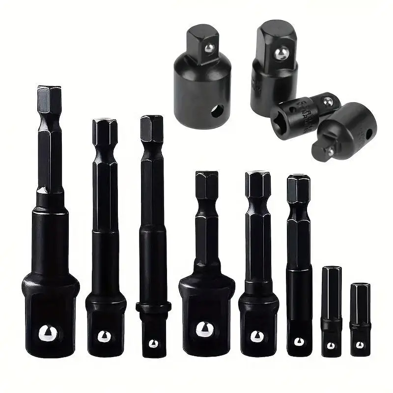 Hex Handle Extension Rod & Ratchet Wrench Socket Adapter Converter Kit, Carbon Steel Shock Resistant & Vibration Resistant Kit for Mechanical Repair