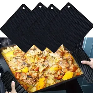 4 pack Silicone Heat Insulation Pads Non-Slip Square Pot Holders Hand Wash Only High Temperature Resistant Table Mats for Kitchen Home Use Perfect for Kitchen Essentials Coasters Tableware