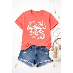 Plus/Reg Short Sleeve Orange "Sunkissed & Salty" Graphic Tee