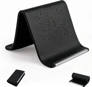 Portable Silicone Phone Holder Stand - Adjustable, Flexible, Anti-Slip Aluminum Desktop Mount for iPhone, Samsung & All Smartphones, Car, Travel & Office Essential (Black)