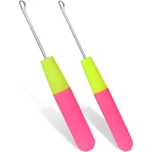 2 Pcs Latch Hook, Different Sizes Latch Hook Tool (0.2in + 0.15in), Crochet Needles for Hair, Hair Crochet Hook for Scarf Carpet Making and Art Crafts