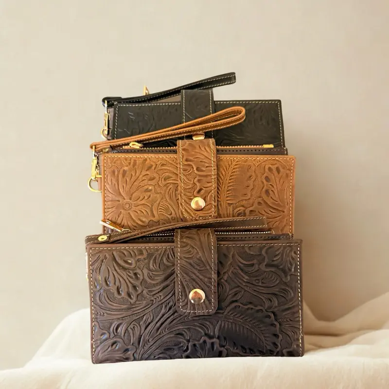 Genuine Leather Wallet with Handle for Women – Made in Mexico, Authentic Artisan Design