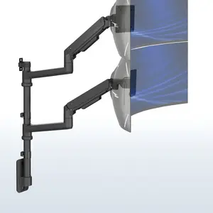 Pneumatic Arm Dual Ultrawide Monitor Wall Mount - Up to 49" Screens