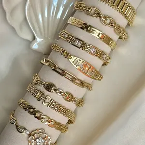 Female Fashionable Bracelet - Luxury Style Laminated Gold Jewelry Accessory, 7in Adjustable to 8in, Hypoallergenic, Chain & Link, Elegant Daily Wear, Budget-Friendly Costume Jewelry