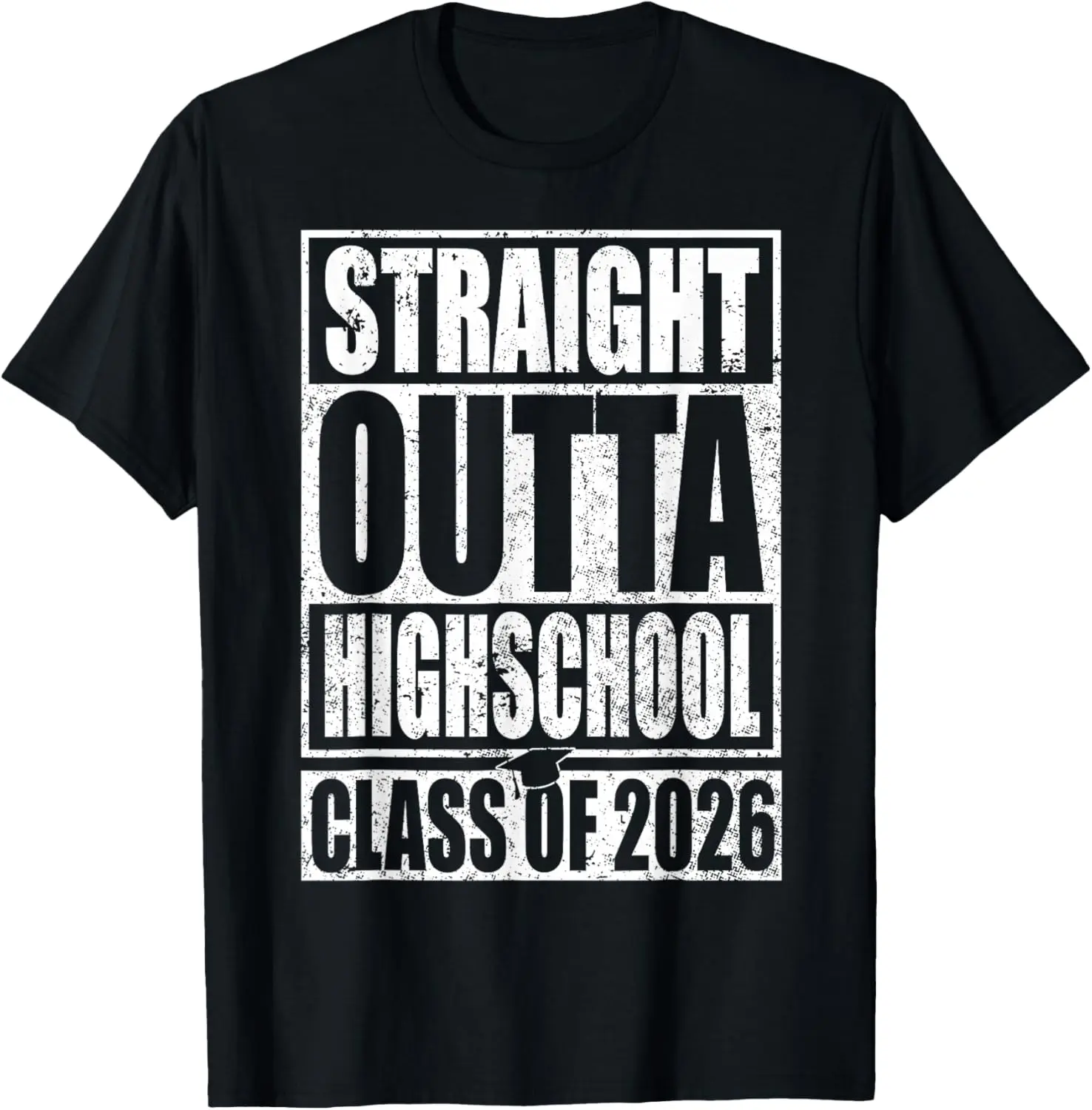 Men's Classic Short-Sleeve Breathable Distressed 2026 High School Graduation T-Shirt - Straight Outta Class of 2026 Senior Tee, Summer Casual Grad Gift for Him, Shortsleeve