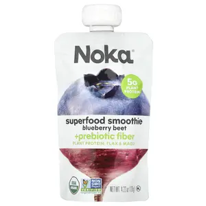 Noka Superfood Smoothie + Prebiotic Fiber, Blueberry Beet, 4.22 oz (120 g)
