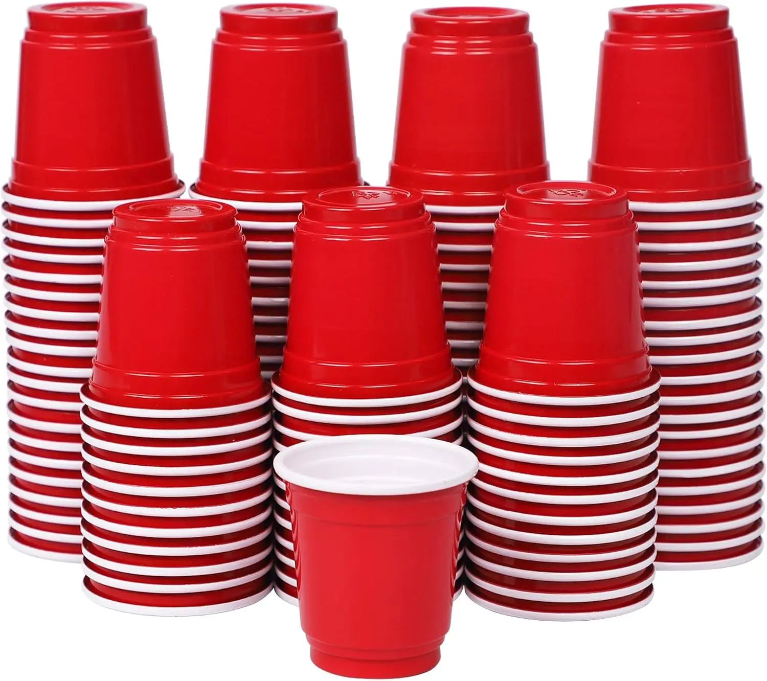 120ct 2oz Mini Disposable Shot Cups, Small Red Plastic Party Cups for Parties, Games & Events