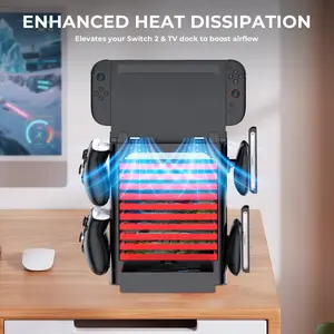 Switch Game Storage Tower, Cartridge Box Holder, Controller Holders, Game Disc Box Holder, Handle Bracket, Game CD Rack