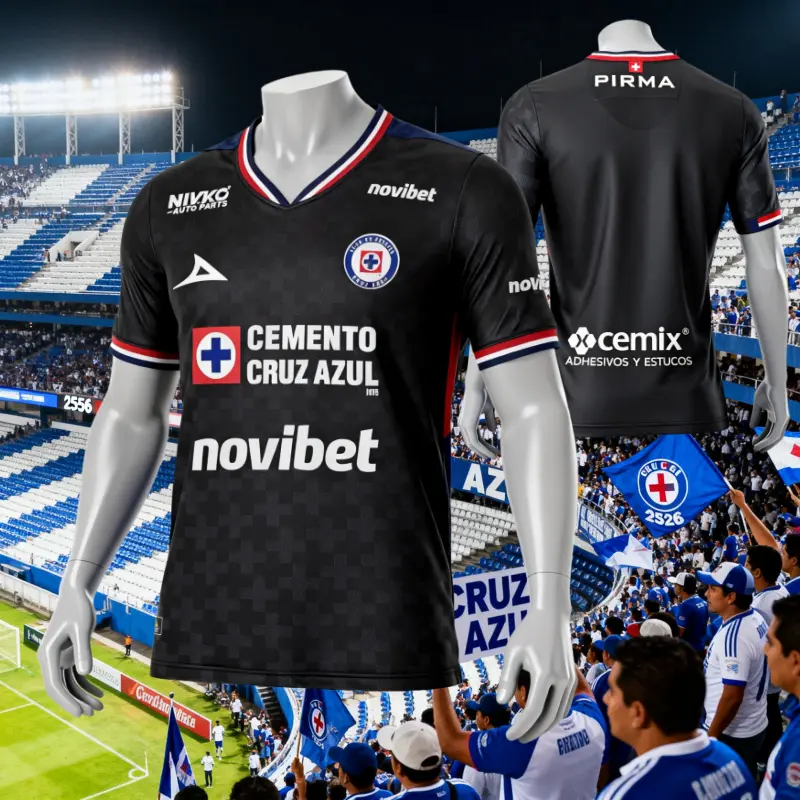 2526 Mexico League  Cruz Azul Black Short Sleeve Top Football Jerseys LIGAMX Fan Edition