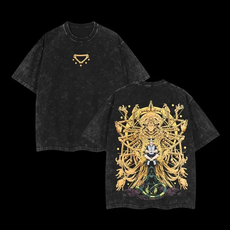 Netero vs Meruem Vintage Washed T-Shirt – Hunter x Hunter Oversized Anime Tee, Heavyweight Cotton Graphic Shirt for Manga Fans & Streetwear Wearers men  gifts boys  merch