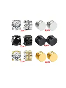 Fashion Zircon Stud Earrings for Men & Women, Magnetic Rhinestone Jewelry Accessory, Perfect Gift for Him, All Season Wear, Ear Studs