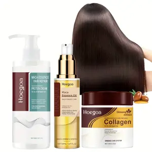 3-piece collagen hair care set, collagen hair mask+keratin hair conditioner+collagen hair oil, containing Moroccan nut seed oil, rosemary, repairing damaged hair, moisturizing, girl's gift, Halloween hair care set