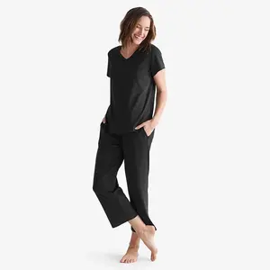 Pima Cotton Women's Cropped Pajama Set