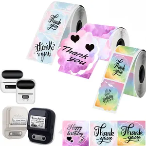 Color Gradient Thermal Adhesive Label Paper (50mmx50mm), Compatible with Various Mini Printers, Waterproof Thermal Printing Labels, Self Adhesive Label