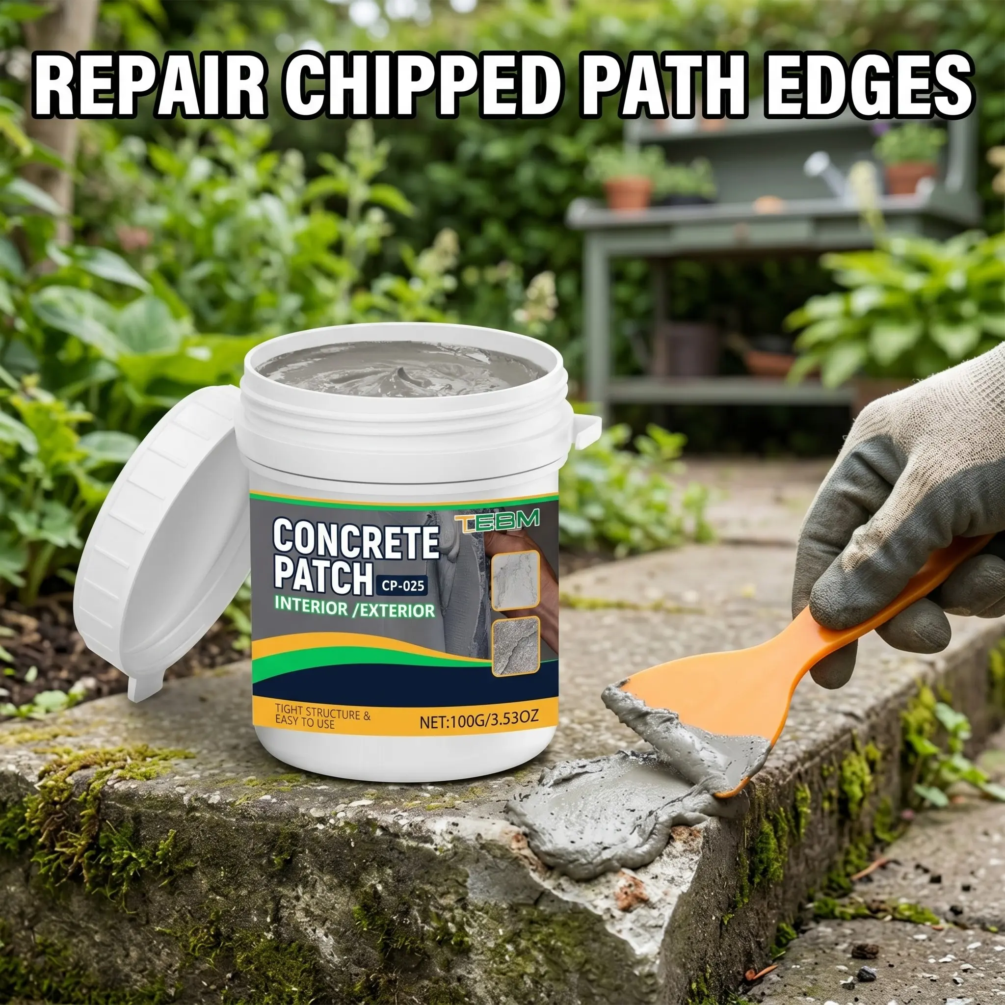 Concrete Crack Filler Powder, Weather-Resistant Industrial Grade, Easy DIY Mix, Ideal for Basement Walls, Outdoor Masonry Repair, Indoor Garage Walls, Concrete Buildings