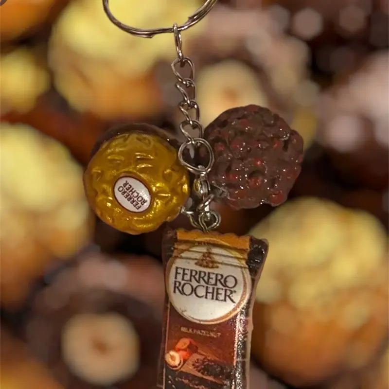 Ferrero Rocher Chocolate Hazelnut Keychain - Premium Assorted Snack Bonbon Confectionery Gift Set for Gifting