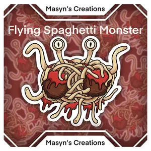 Flying Spaghetti Monster Sticker - Religious Art, Noodles Sticker, Jesus Christ Sticker, Food Sticker, Church Sticker, FSM Art-