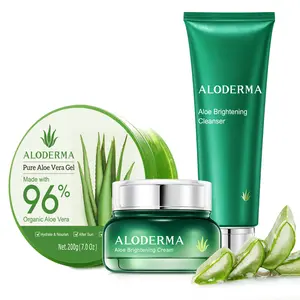 Aloderma Basic Aloe Brightening Set - 3 Pieces - Cleanser, Cream, 200g Aloe Vera Gel