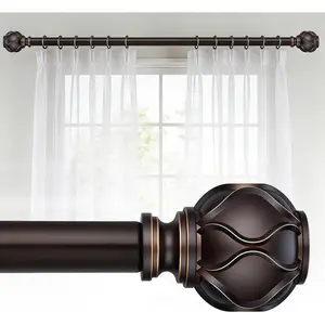 Bronze Heavy Duty Curtain Rods for Windows 66 to 120 inch, 1 Inch Adjustable Decorative Long Curtain Rods For Bedroom, Living Room (Bronze,16"-120")