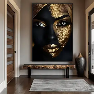 Frameless African Women Art Canvas 24x36inch Modern Wall Art Print for Living Room Abstract Canvas Wall Art Home Office Decor Poster Decoration Ornaments Artistic Photo Posters