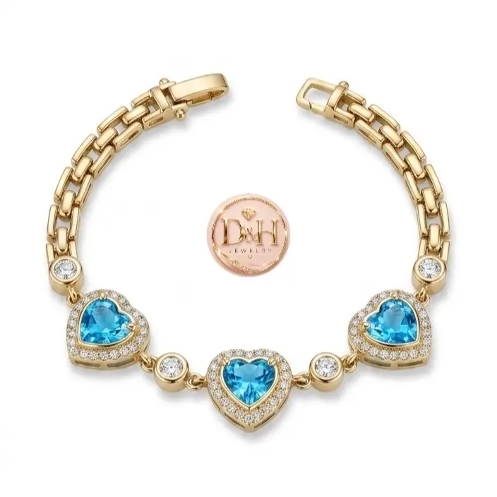 Female Interlocking Hearts Blue Bracelet, Elegant-Casual-Formal Costume Fashion Accessory