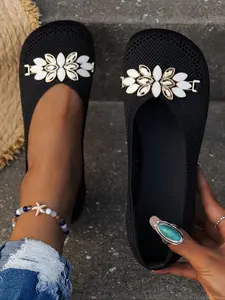 Women's Fashionable Slip on Flats, Casual Comfortable Breathable Flat Shoes, All-match Commuter Shoes for Work & Daily Wear, Girl, Round Toe Flats